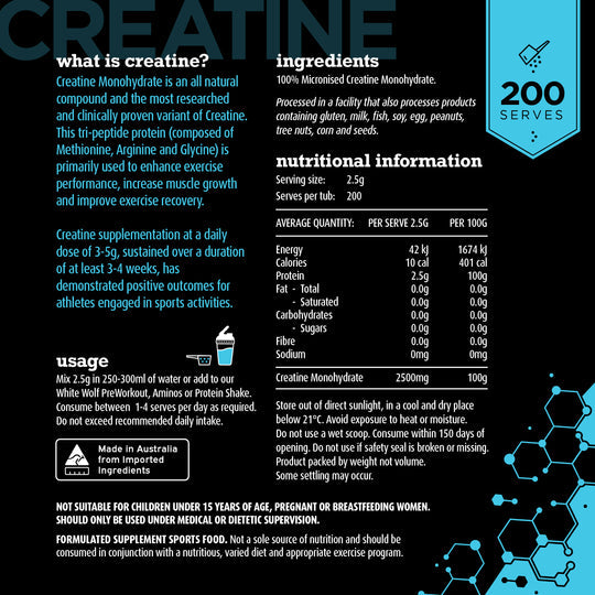 White Wolf Creatine Monohydrate - Super Nutrition