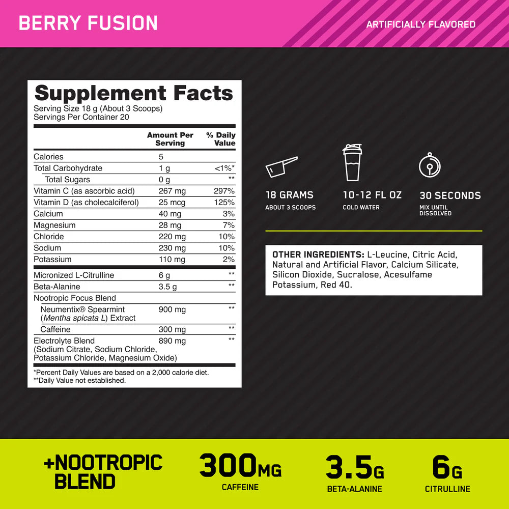 AMPED Pre Workout by Optimum Nutrition