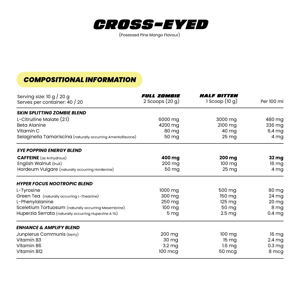 Zombie Labs CROSS-EYED Extreme Pre-Workout - Super Nutrition