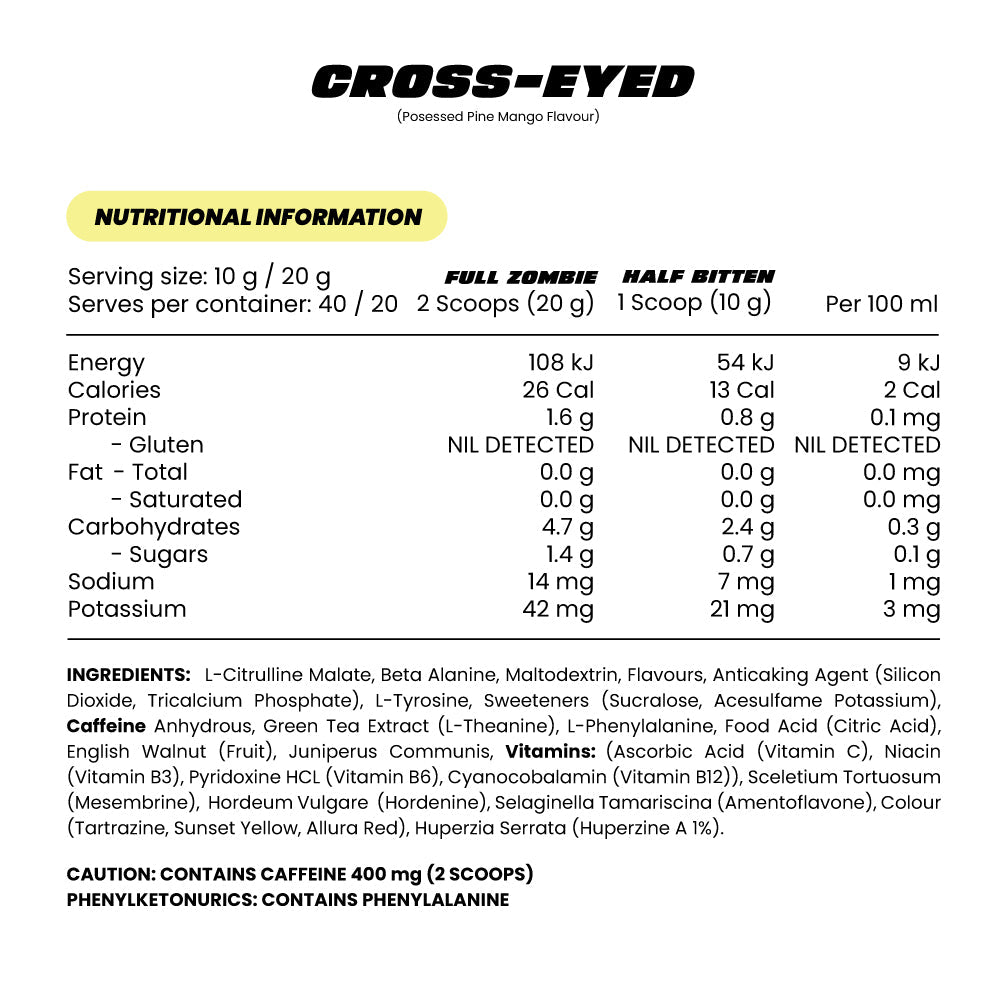 Zombie Labs CROSS-EYED Extreme Pre-Workout - Super Nutrition