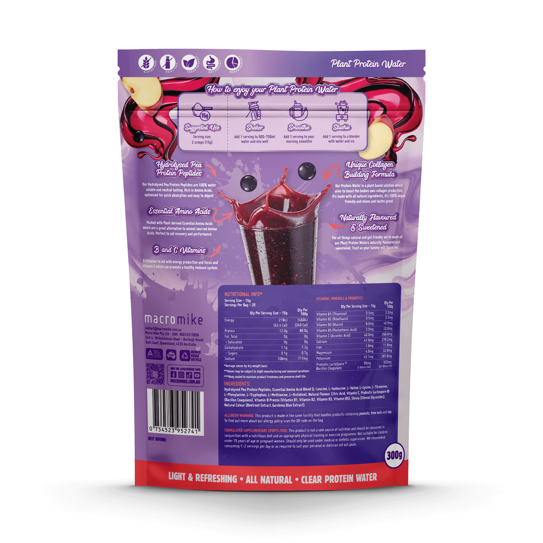 Macro Mike Plant Protein Water - Super Nutrition