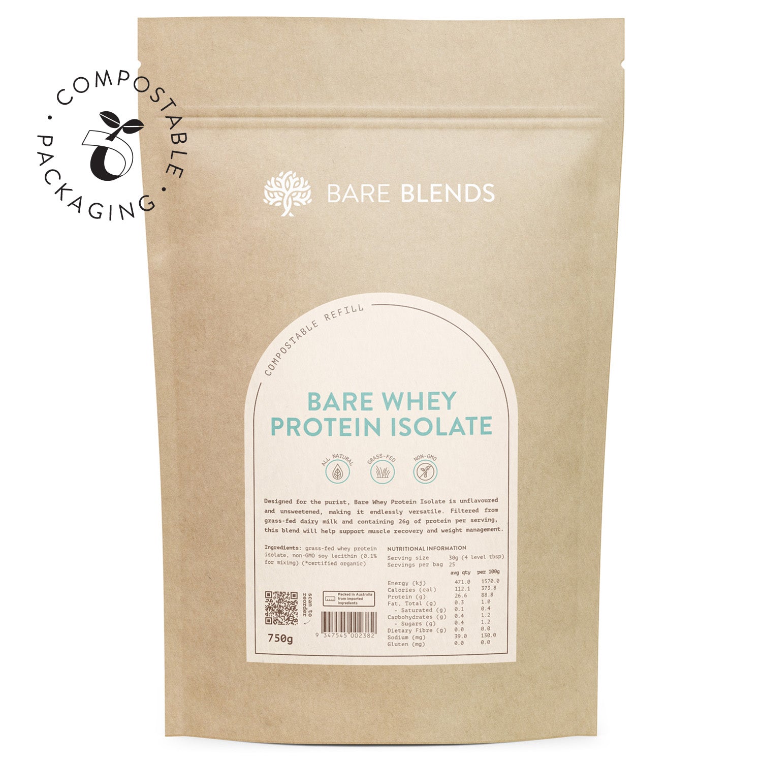 Bare Blends Bare Whey Protein Isolate - Super Nutrition
